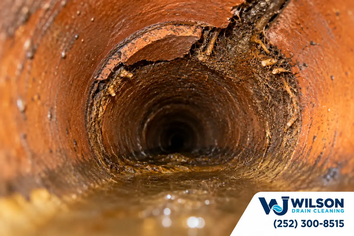 After view for tree root removal (sewer), showing the same scene after service.